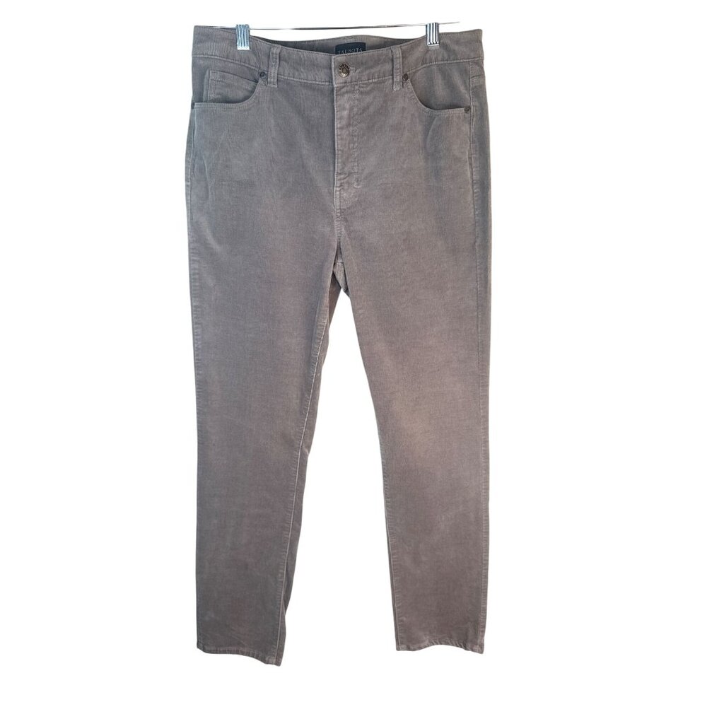 Talbots Womens Size 10 Corduroy Straight Leg Pants Taupe 98% Cotton 2% Spandex